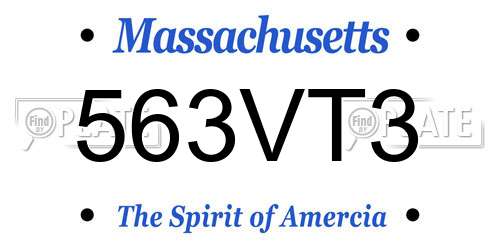 563VT3 Massachusetts License Plate