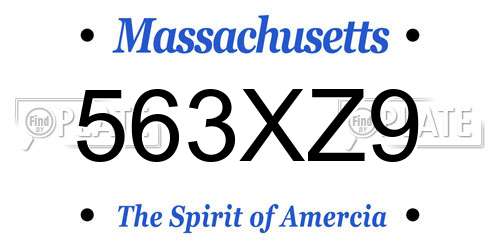563XZ9 Massachusetts License Plate