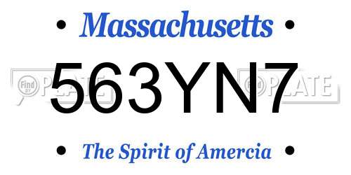 563YN7 Massachusetts License Plate