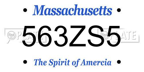563ZS5 Massachusetts License Plate