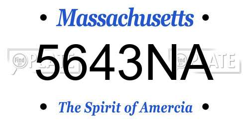 5643NA Massachusetts License Plate