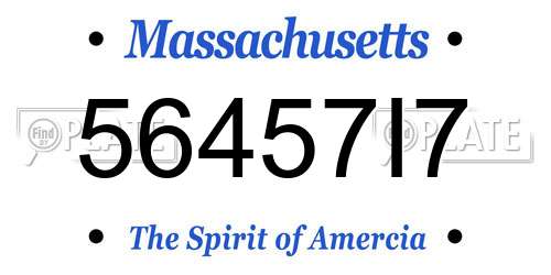 56457I7 Massachusetts License Plate