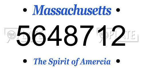 5648712 Massachusetts License Plate