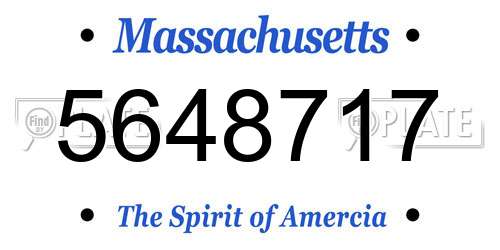 5648717 Massachusetts License Plate