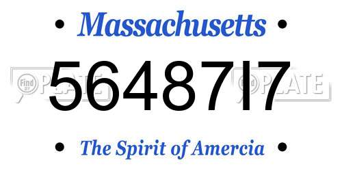 56487I7 Massachusetts License Plate