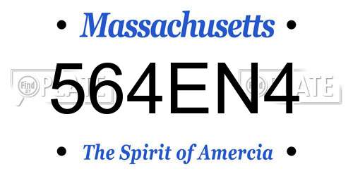 564EN4 Massachusetts License Plate