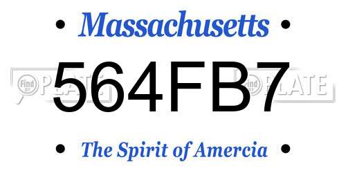 564FB7 Massachusetts License Plate