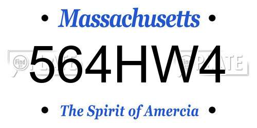 564HW4 Massachusetts License Plate