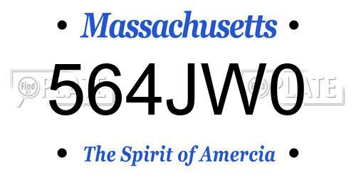 564JW0 Massachusetts License Plate