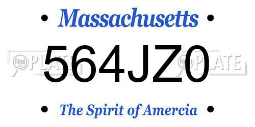 564JZ0 Massachusetts License Plate