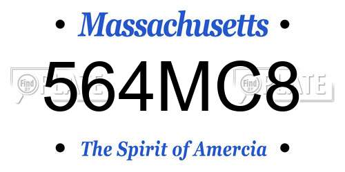 564MC8 Massachusetts License Plate