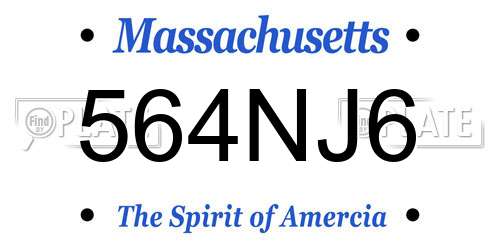 564NJ6 Massachusetts License Plate