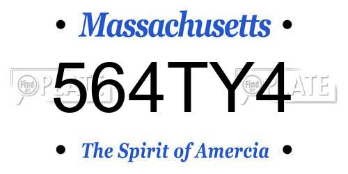 564TY4 Massachusetts License Plate