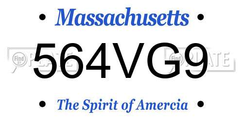 564VG9 Massachusetts License Plate