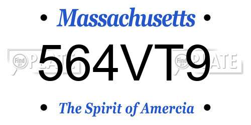 564VT9 Massachusetts License Plate