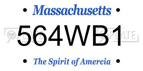 564WB1 Massachusetts License Plate