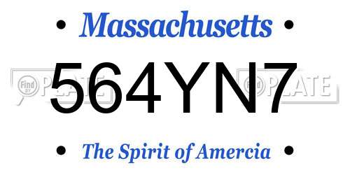 564YN7 Massachusetts License Plate