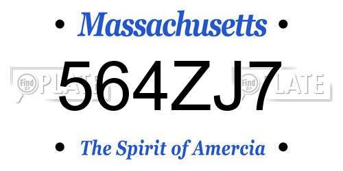 564ZJ7 Massachusetts License Plate