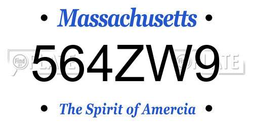 564ZW9 Massachusetts License Plate