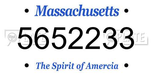 5652233 Massachusetts License Plate