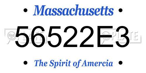 56522E3 Massachusetts License Plate