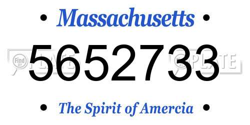 5652733 Massachusetts License Plate