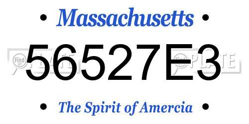 56527E3 Massachusetts License Plate