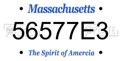 56577E3 Massachusetts License Plate