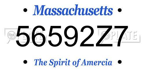 56592Z7 Massachusetts License Plate