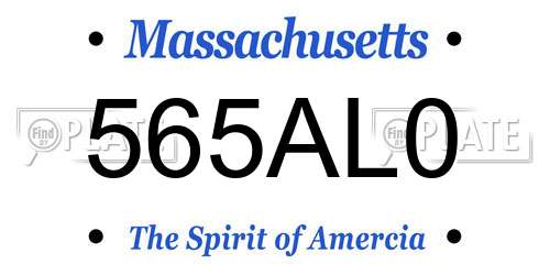 565AL0 Massachusetts License Plate