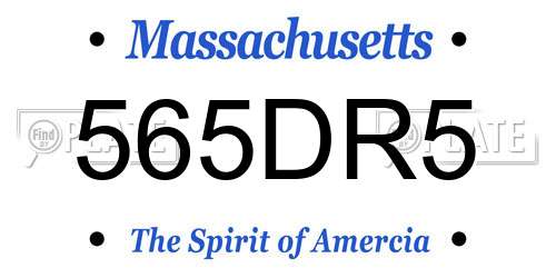 565DR5 Massachusetts License Plate