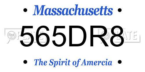 565DR8 Massachusetts License Plate