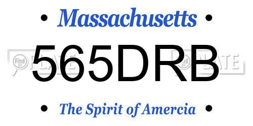 565DRB Massachusetts License Plate