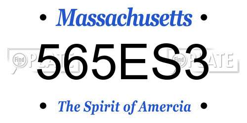 565ES3 Massachusetts License Plate