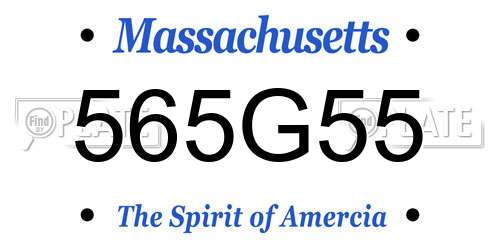 565G55 Massachusetts License Plate