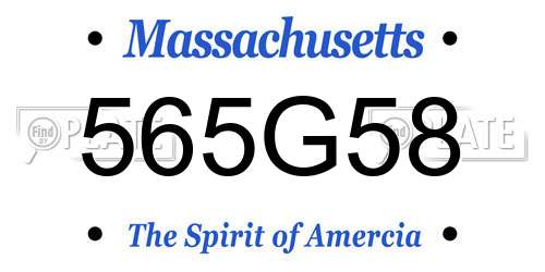 565G58 Massachusetts License Plate