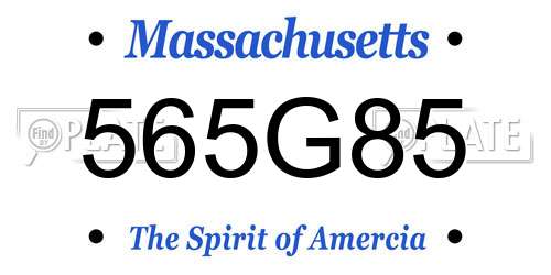 565G85 Massachusetts License Plate