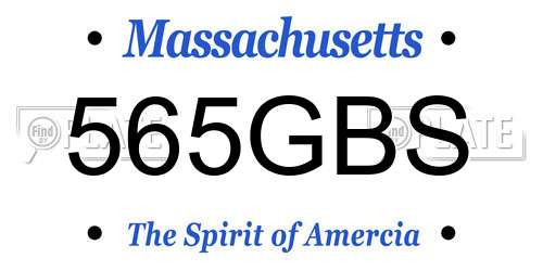 565GBS Massachusetts License Plate
