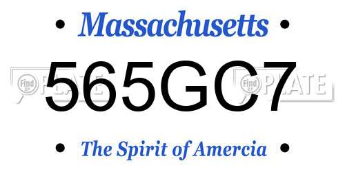 565GC7 Massachusetts License Plate