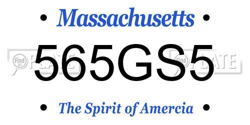 565GS5 Massachusetts License Plate