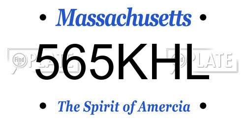 565KHL Massachusetts License Plate