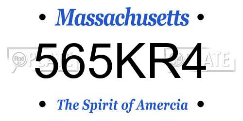 565KR4 Massachusetts License Plate