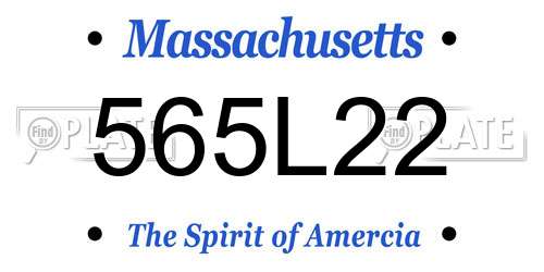 565L22 Massachusetts License Plate