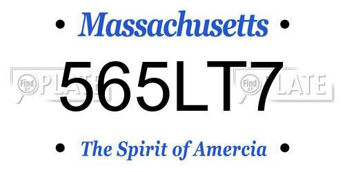 565LT7 Massachusetts License Plate