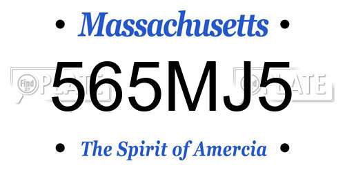 565MJ5 Massachusetts License Plate