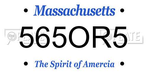 565OR5 Massachusetts License Plate