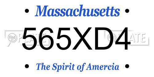 565XD4 Massachusetts License Plate