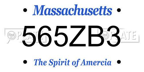 565ZB3 Massachusetts License Plate