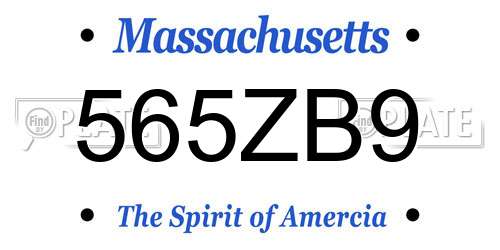 565ZB9 Massachusetts License Plate