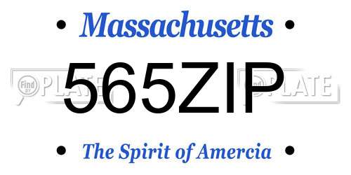 565ZIP Massachusetts License Plate